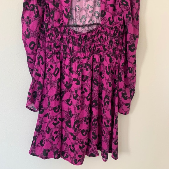 NWT AFRM Violaine Cheetah Smocked Mini Dress - Picture 11 of 16